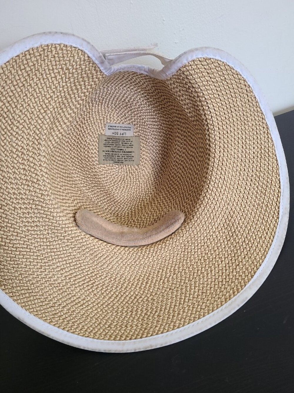 Eric Javits Fedora Visor Sun Crest UV Protected 2-in-1 Hat Tan White - Picture 6 of 8